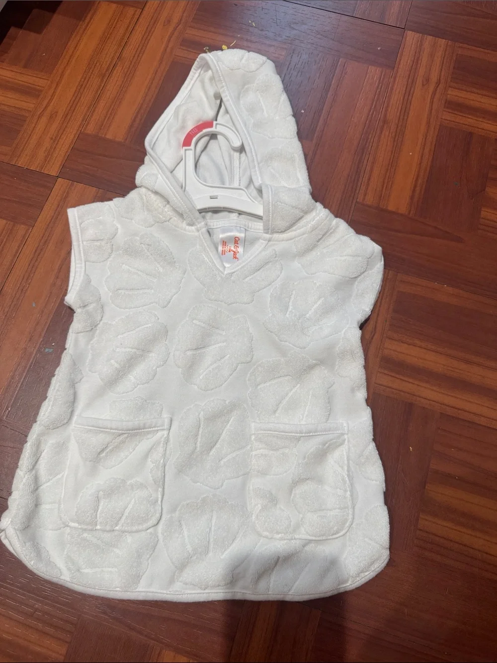 Girls White Hooded Terry Tunic